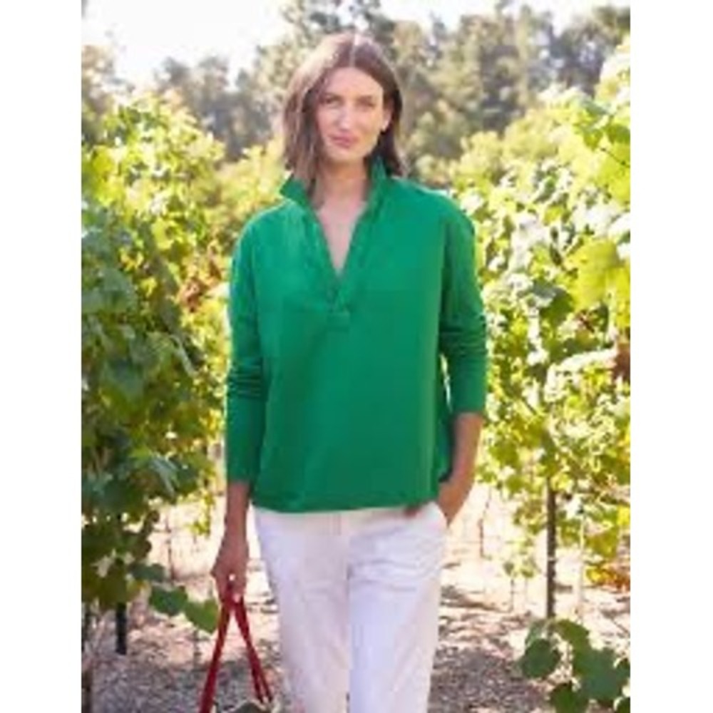 NWOT FRANK & EILEEN Preppy Emerald Green Patrick Popover Henley Size SMALL $168